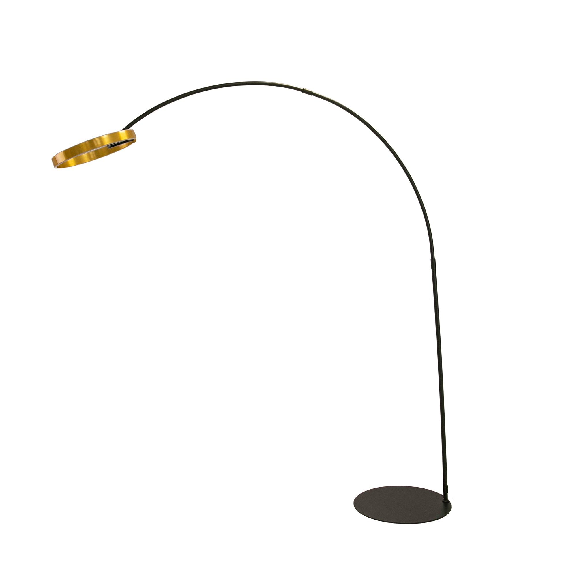 Floor lamp in polished gold steel and black steel
