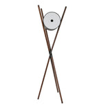 Floor lamp in wood upholstered in black leatherette and dark walnut
