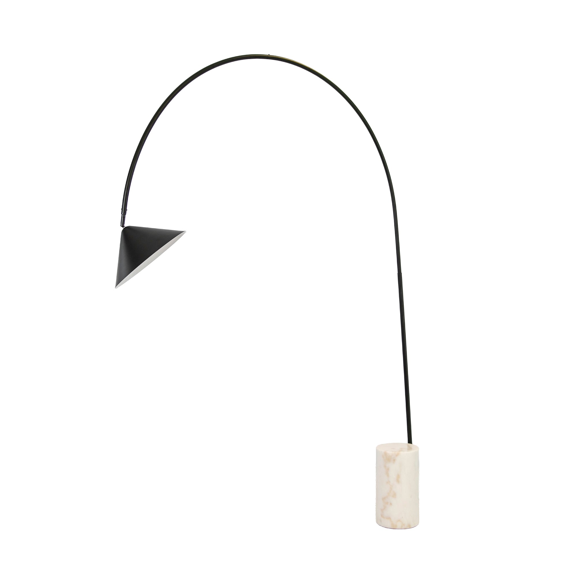 Black steel floor lamp with porcelain marble base