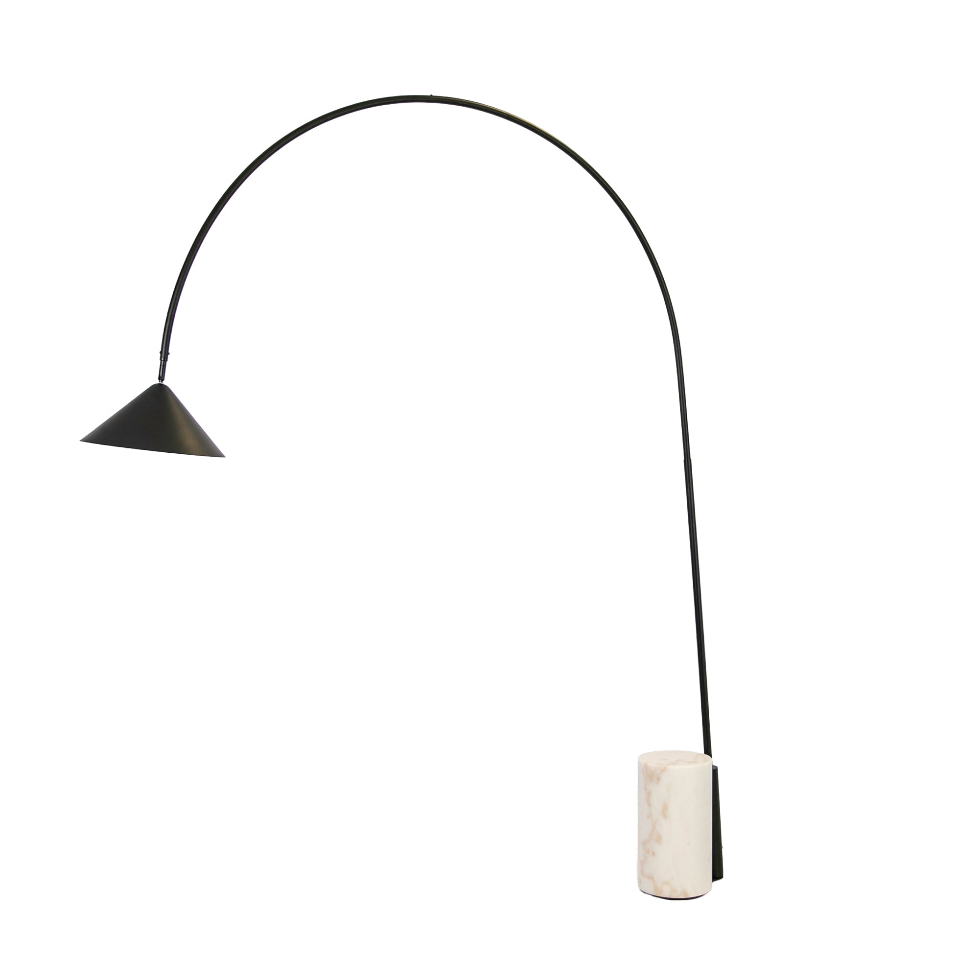 Black steel floor lamp with porcelain marble base