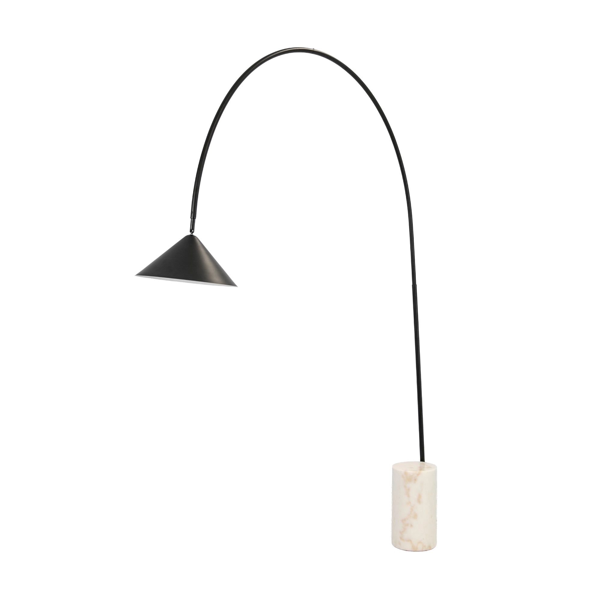 Black steel floor lamp with porcelain marble base