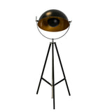 Floor lamp in black steel and polished gold steel