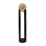 Smoked amber glass and black steel floor lamp