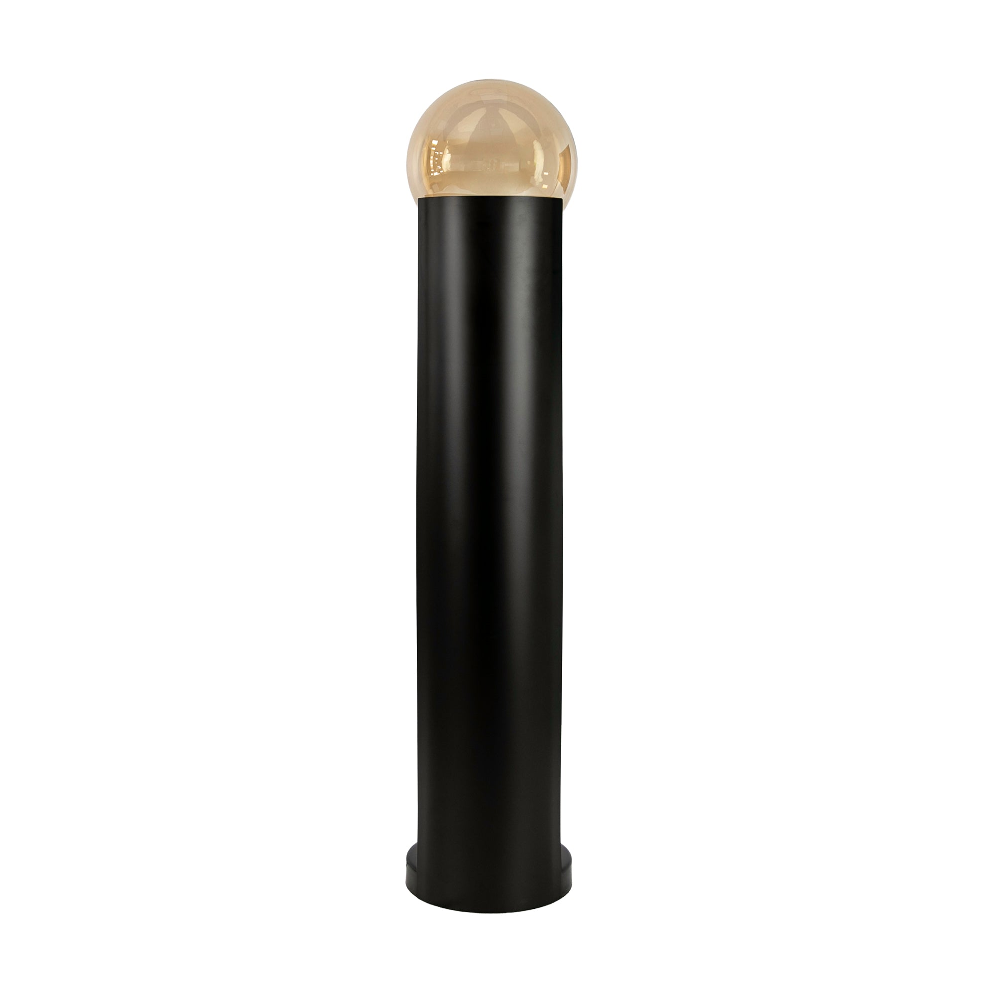 Smoked amber glass and black steel floor lamp