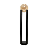 Smoked amber glass and black steel floor lamp