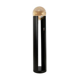 Smoked amber glass and black steel floor lamp