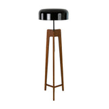 Floor lamp in black and white aluminium and walnut-coloured pine wood