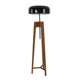 Floor lamp in black and white aluminium and walnut-coloured pine wood