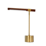Table lamp in walnut-effect steel and polished gold steel