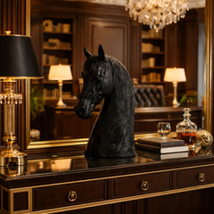 Black Crystal Horse Head Sculpture