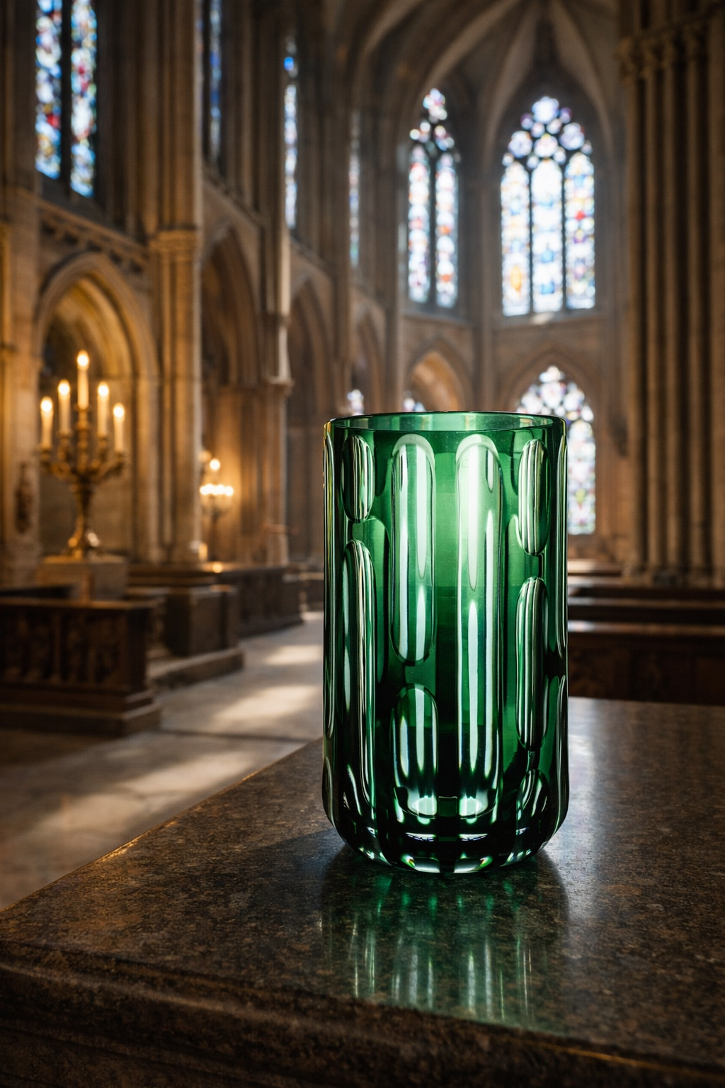 Cattedrale - case with double green vase by Vista Alegre - Alternate Angle