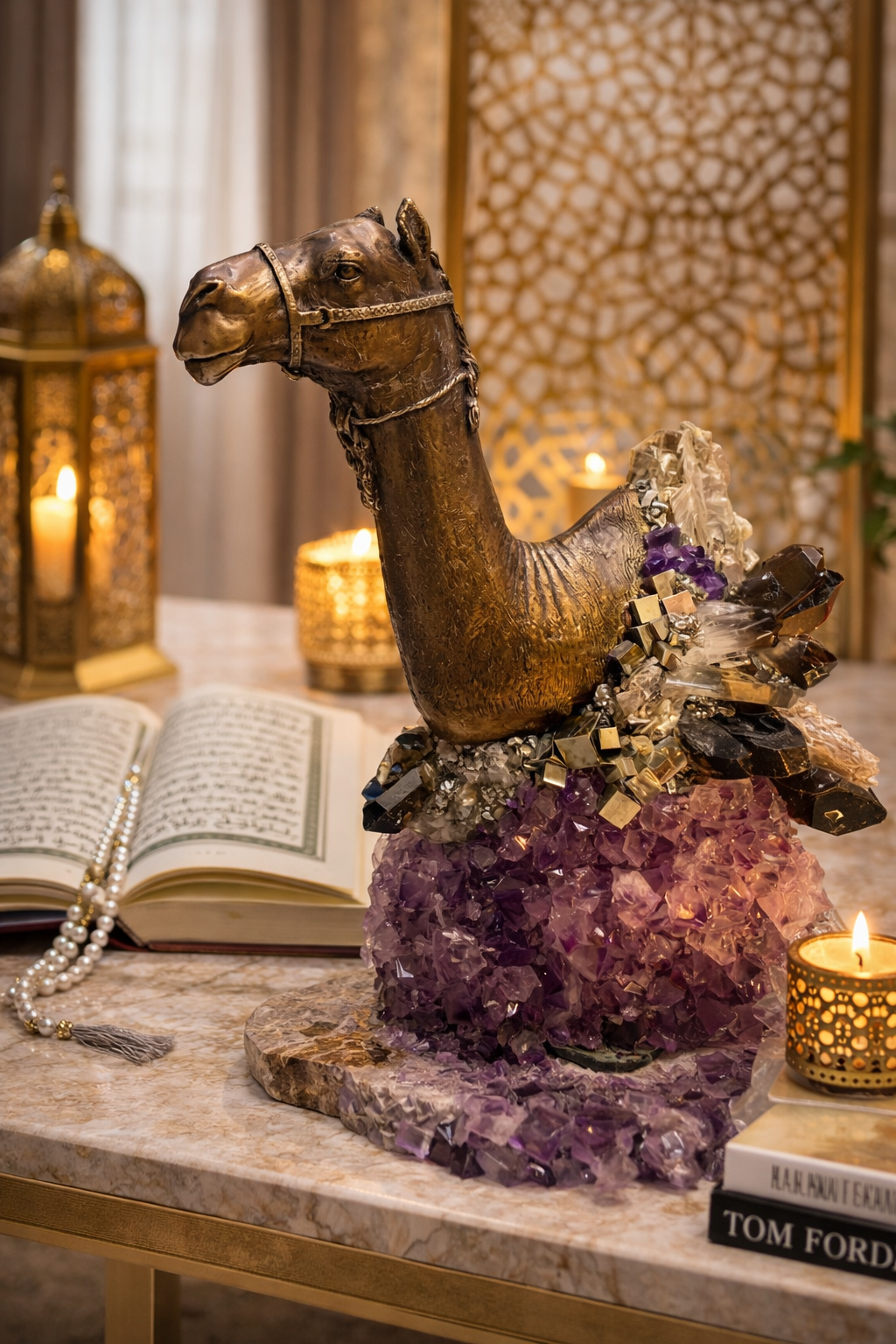 Camel Head - camel sculpture with precious stones by Ebano - Main View