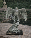 Silver Falcon with Spread Wings on Hand – Luxurious Artistic Sculpture by Anglada Esculturas - Main View