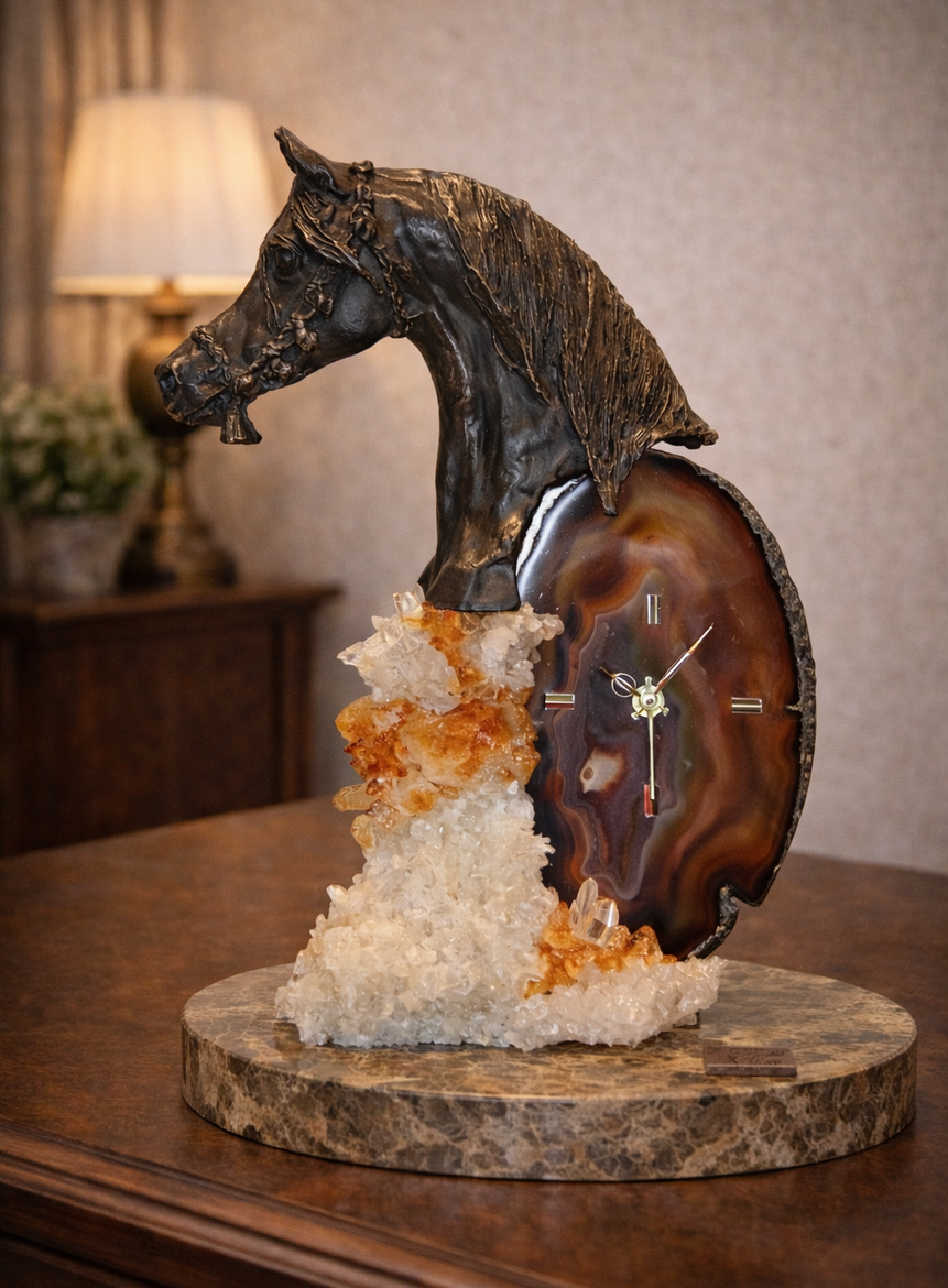 منحوتة الخيل بأحجار شبه كريمة (رأس الخيل)- الارتفاع: 41سم