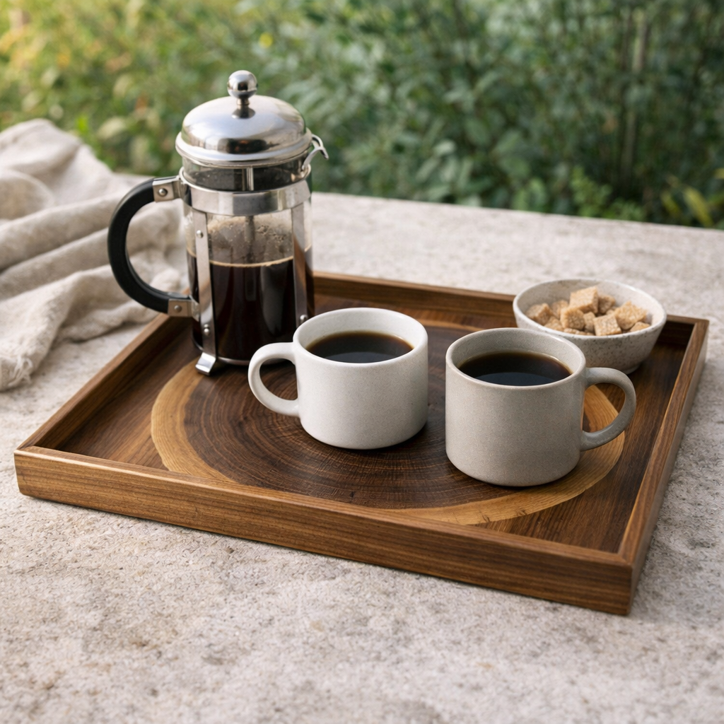 WOODEN TRAY with natural Walnut trunk by Manopoulos - Main View