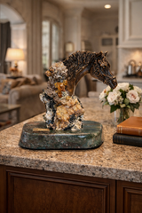 Bronze Horse Head with Natural Crystal – Luxurious Artistic Sculpture by Ebano - Main View