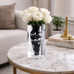 Fine-Neck Acrylic Vase – Black Mottle