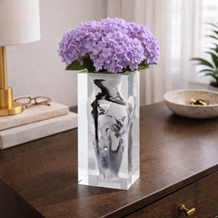 Fine-Neck Acrylic Vase – White Mottle