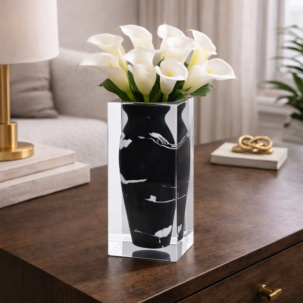 Taibai Acrylic Art Vase – Black Mottle