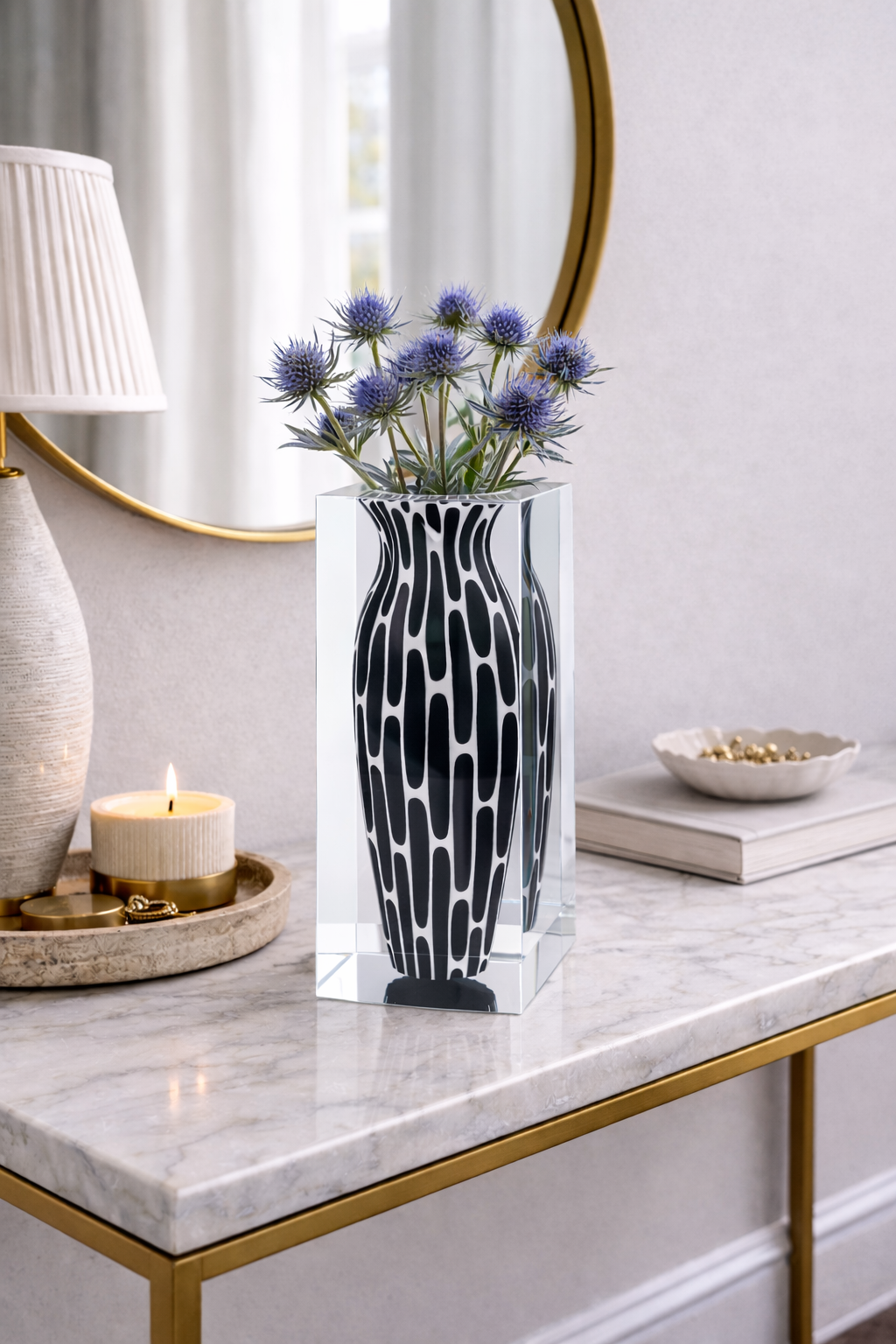 Taibai Acrylic Art Vase – Dark Green Mottle