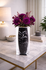 Waist-Drum Acrylic Art Vase – Black Mottle