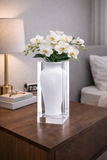 Wide-Mouthed Acrylic Vase – White by LAZADO-Decor - Main View