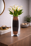 Waist-Drum Acrylic Art Vase – Brown Mottle by LAZADO-Decor - Main View