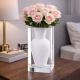 Wide-Chest Acrylic Vase – White by LAZADO-Decor - Main View