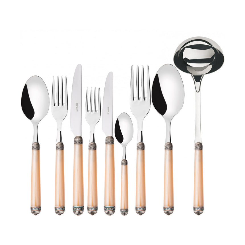 Dorico Old-Silverplated Ring Cutlery Set – 75 Pieces – Marbled Ivory – Wengé Wood Box