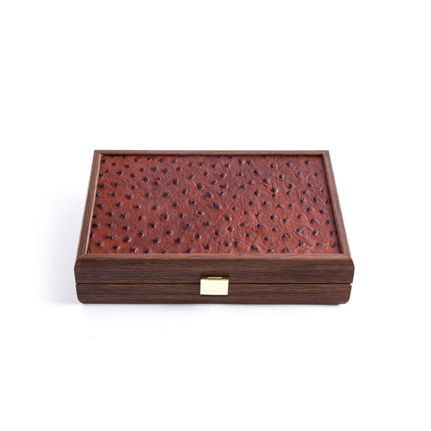 DOMINO SET in Brown Leather Ostrich tote wooden case - LAZADO