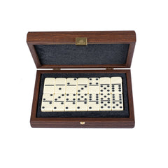 DOMINO SET in Brown Leather Ostrich tote wooden case - LAZADO