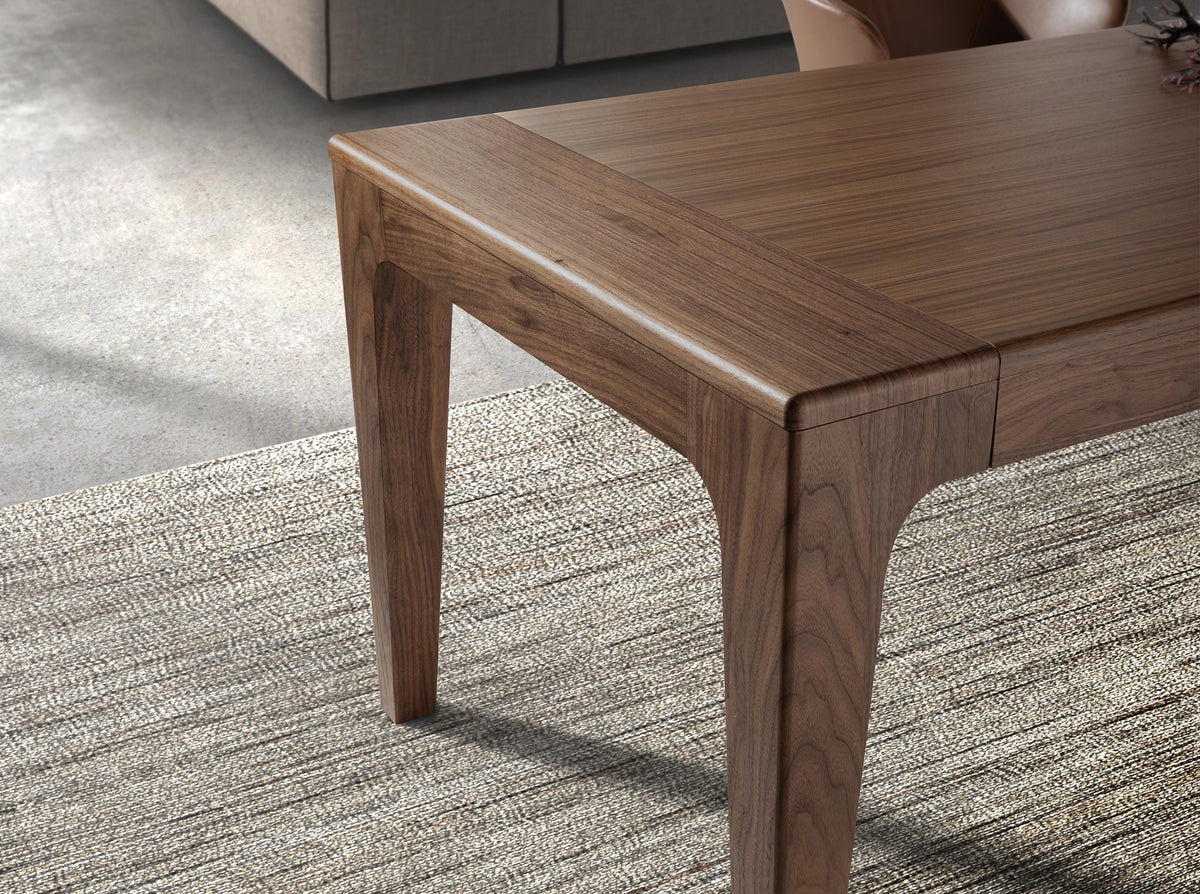 Rectangular extendable dining table in walnut