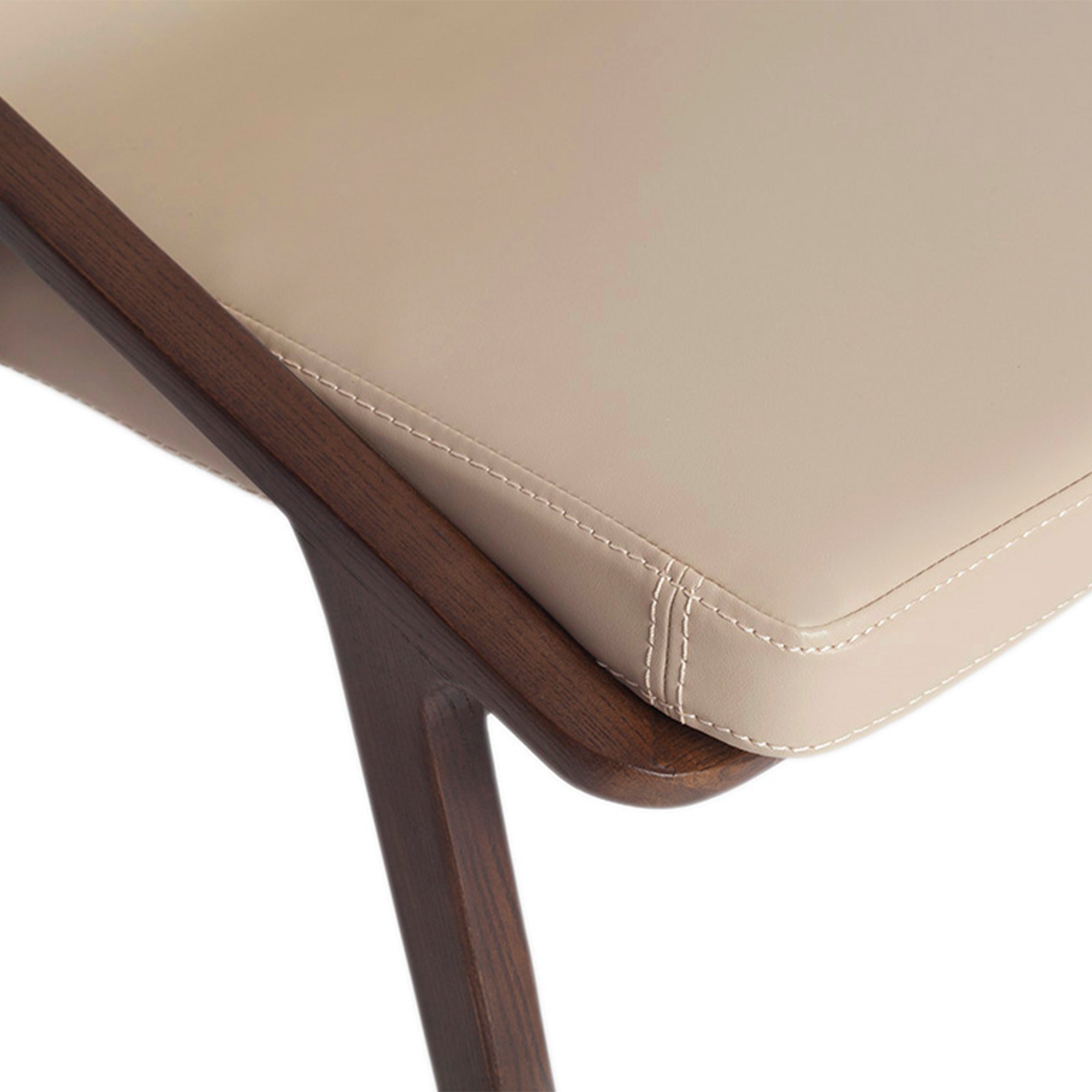 Chair upholstered in leatherette and solid walnut wood frame