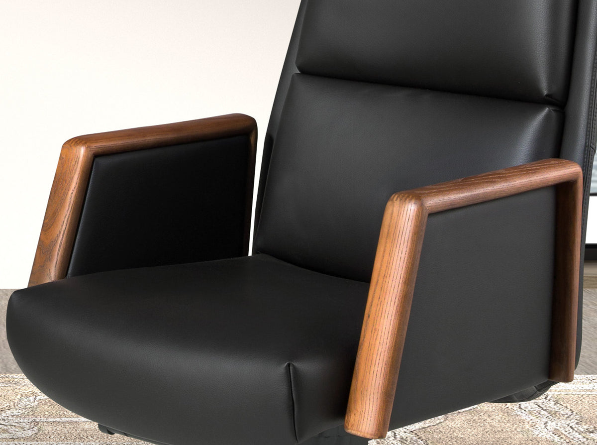 Black leatherette swivel office chair