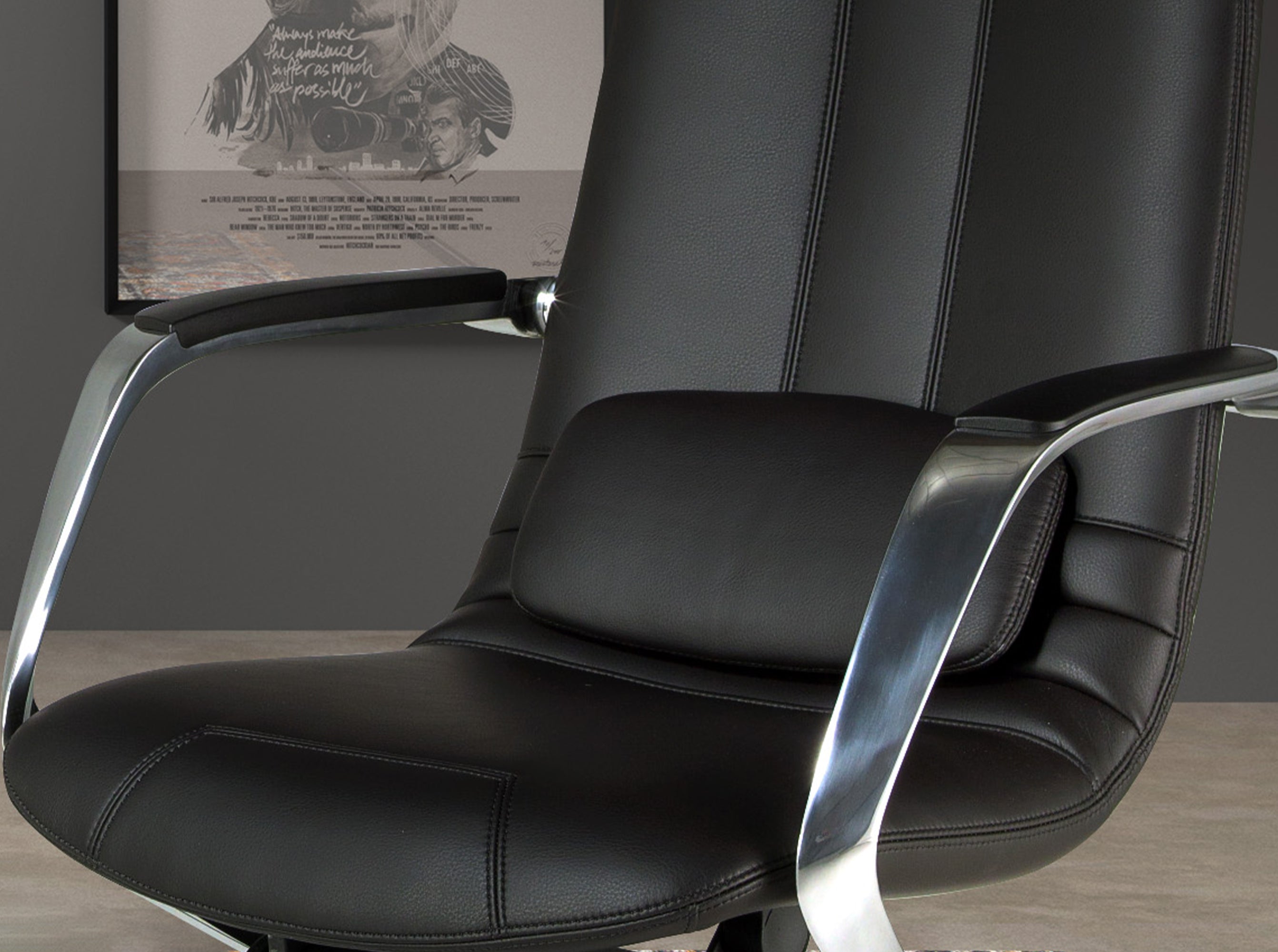 Black leatherette  swivel office chair