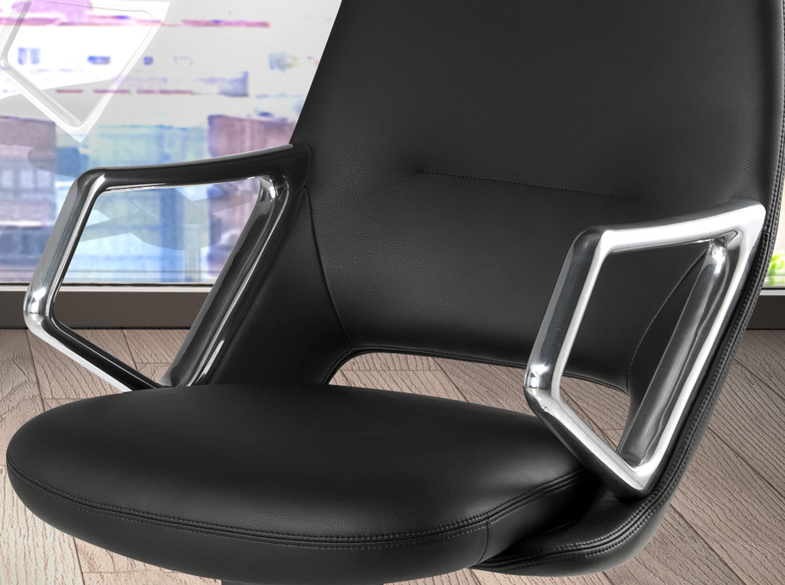 Black leatherette  swivel office chair