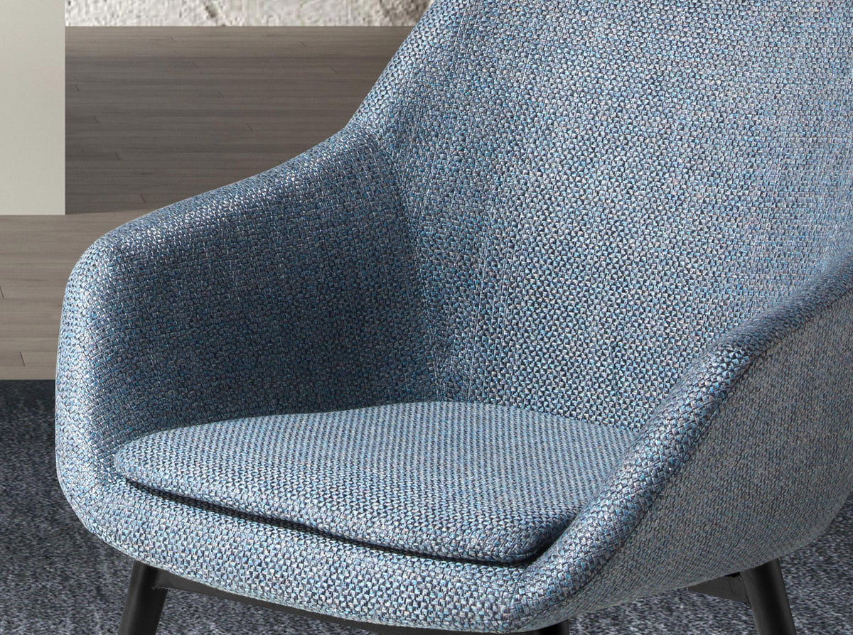 Greyish blue marbled fabric chair