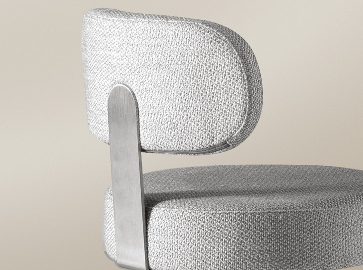 Swivel stool in light grey marbled fabric