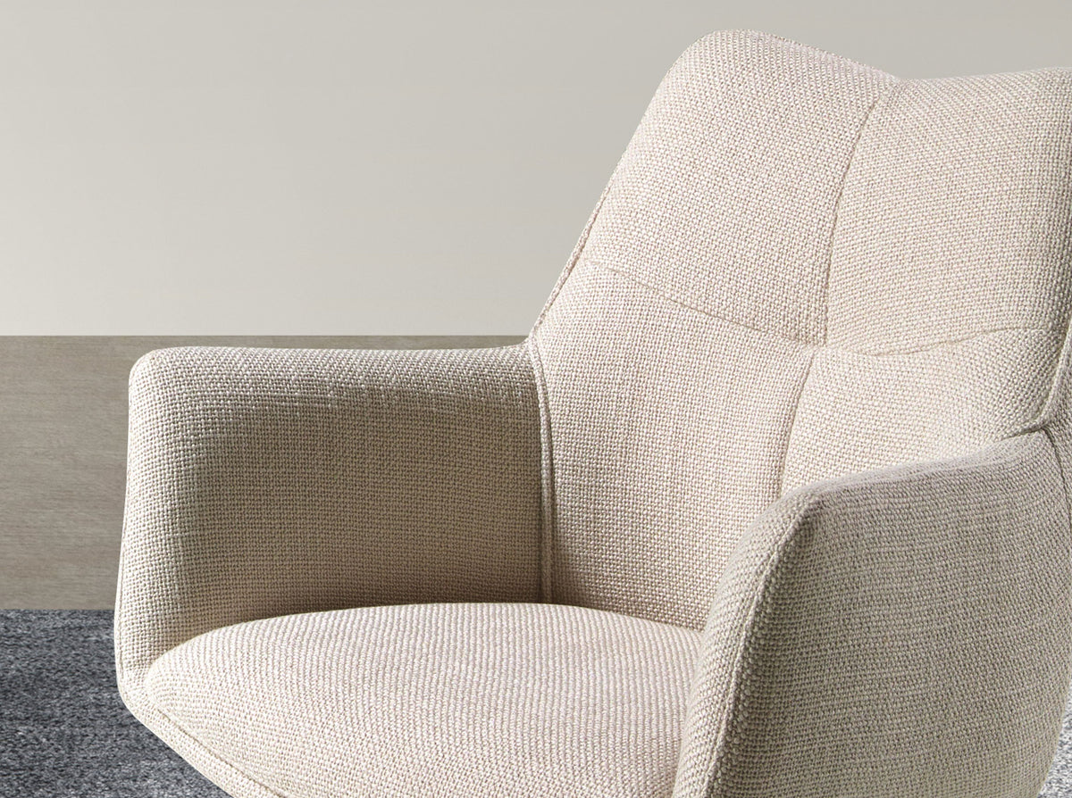 Cream fabric swivel chair