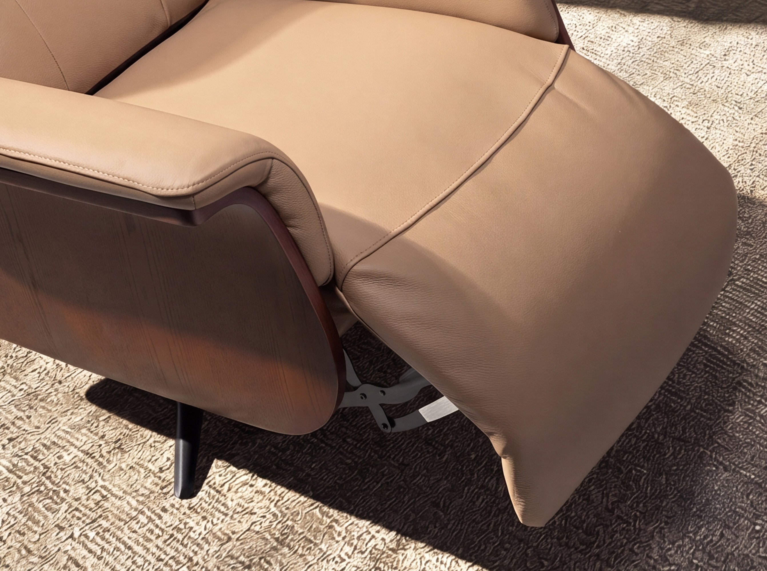 Brown leather swivel relax armchair