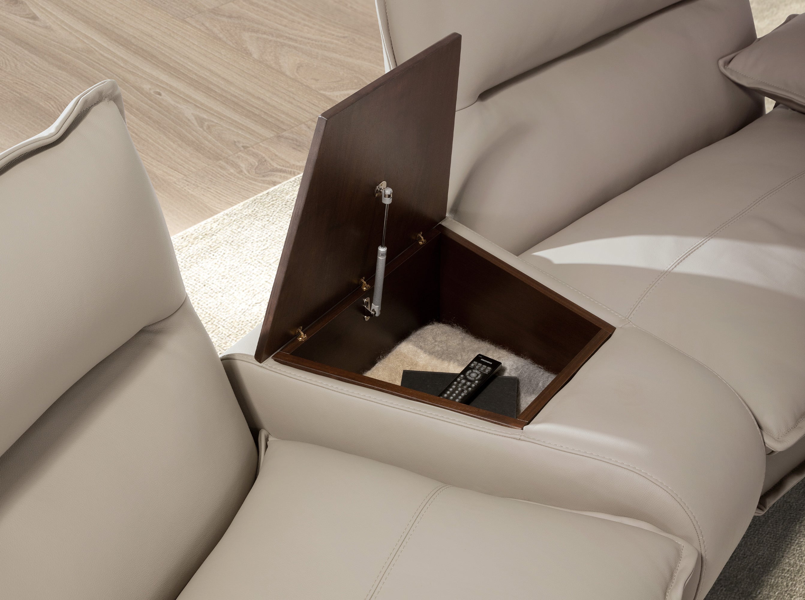 2-Seater Taupe Grey Leather Sofa