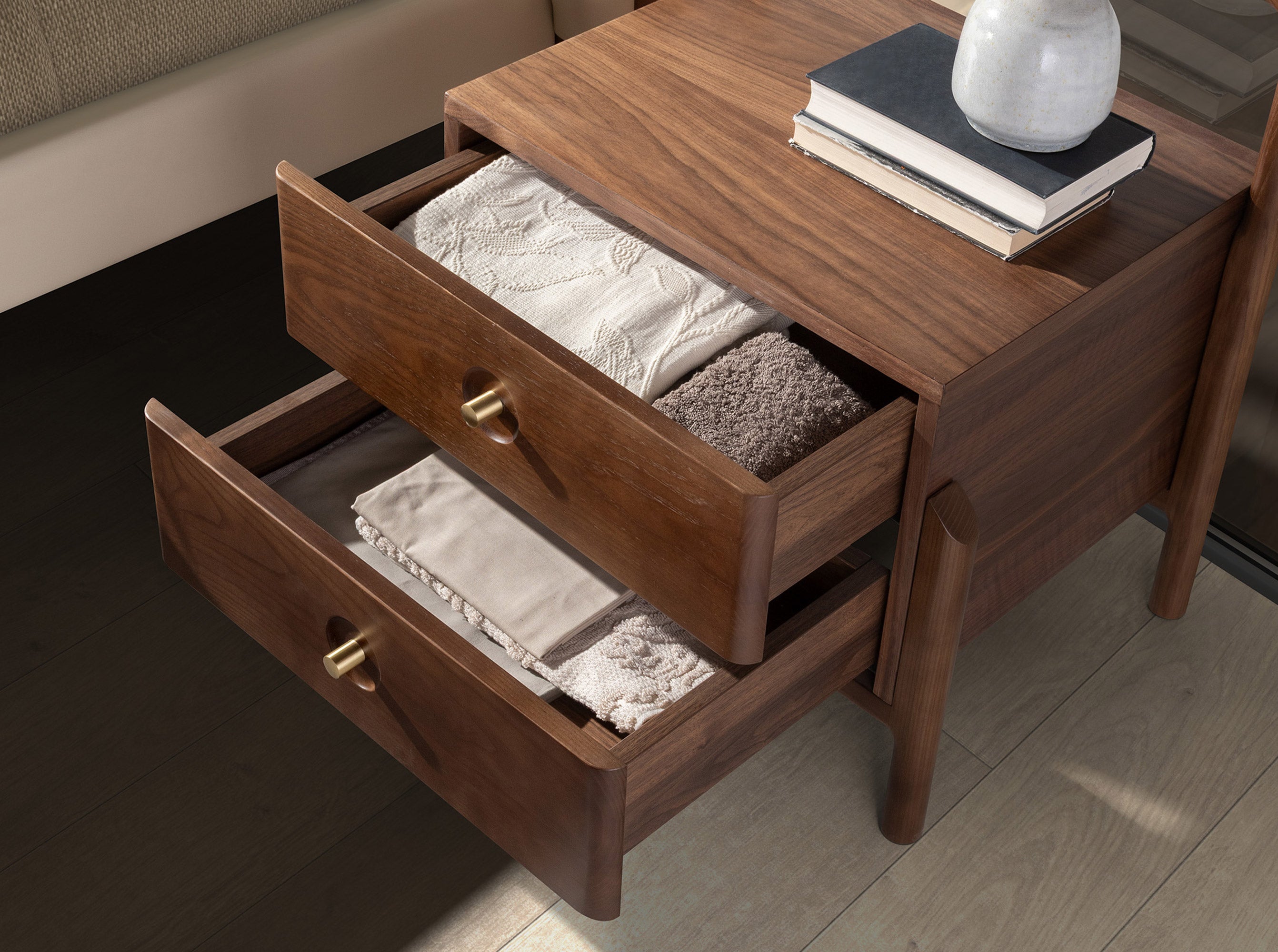 Walnut bedside table