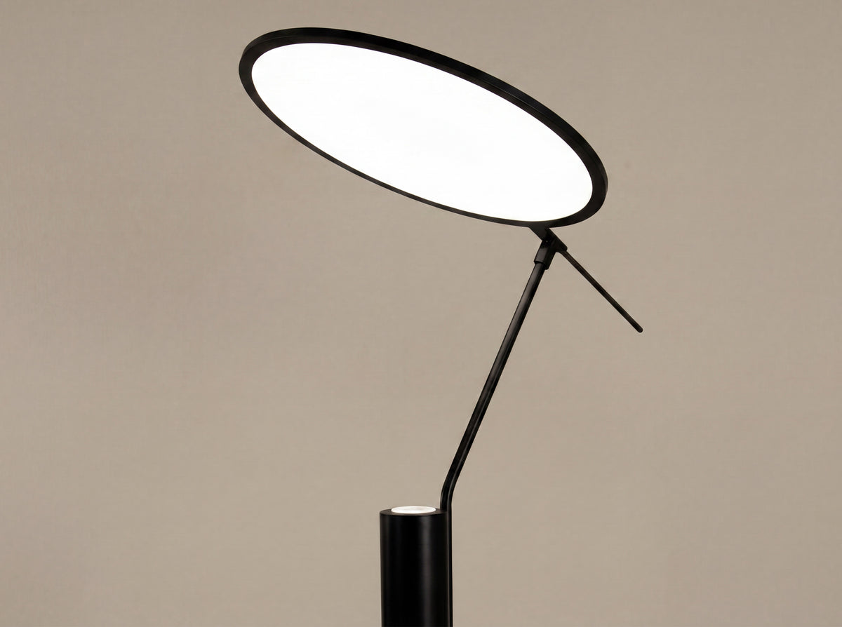 Black steel floor lamp
