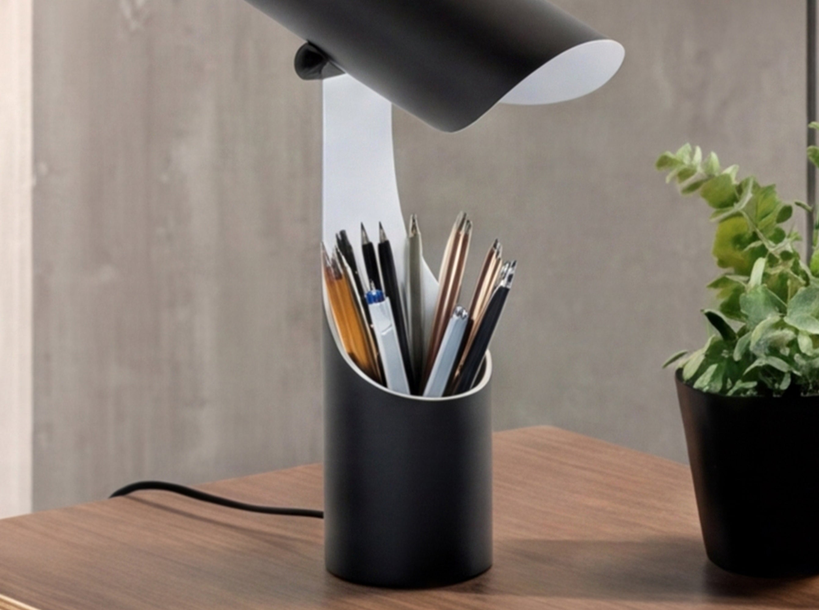 Table lamp in black and white steel