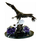 Flying Eagle Sculpture — Bronze on Amethyst