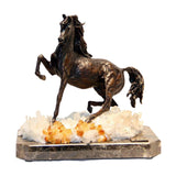Alazan Rearing Horse — Bronze on Rock Crystal · 30 cm