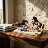 Herd of Two Horses — Bronze on Amethyst