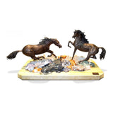 Herd of Two Horses — Bronze on Amethyst