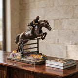 Jockey and Horse Jumping — Bronze on Amethyst