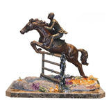 Jockey and Horse Jumping — Bronze on Amethyst